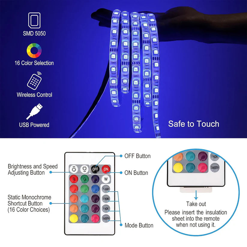 3m rgb led strip lights, led mood lights (1 set)