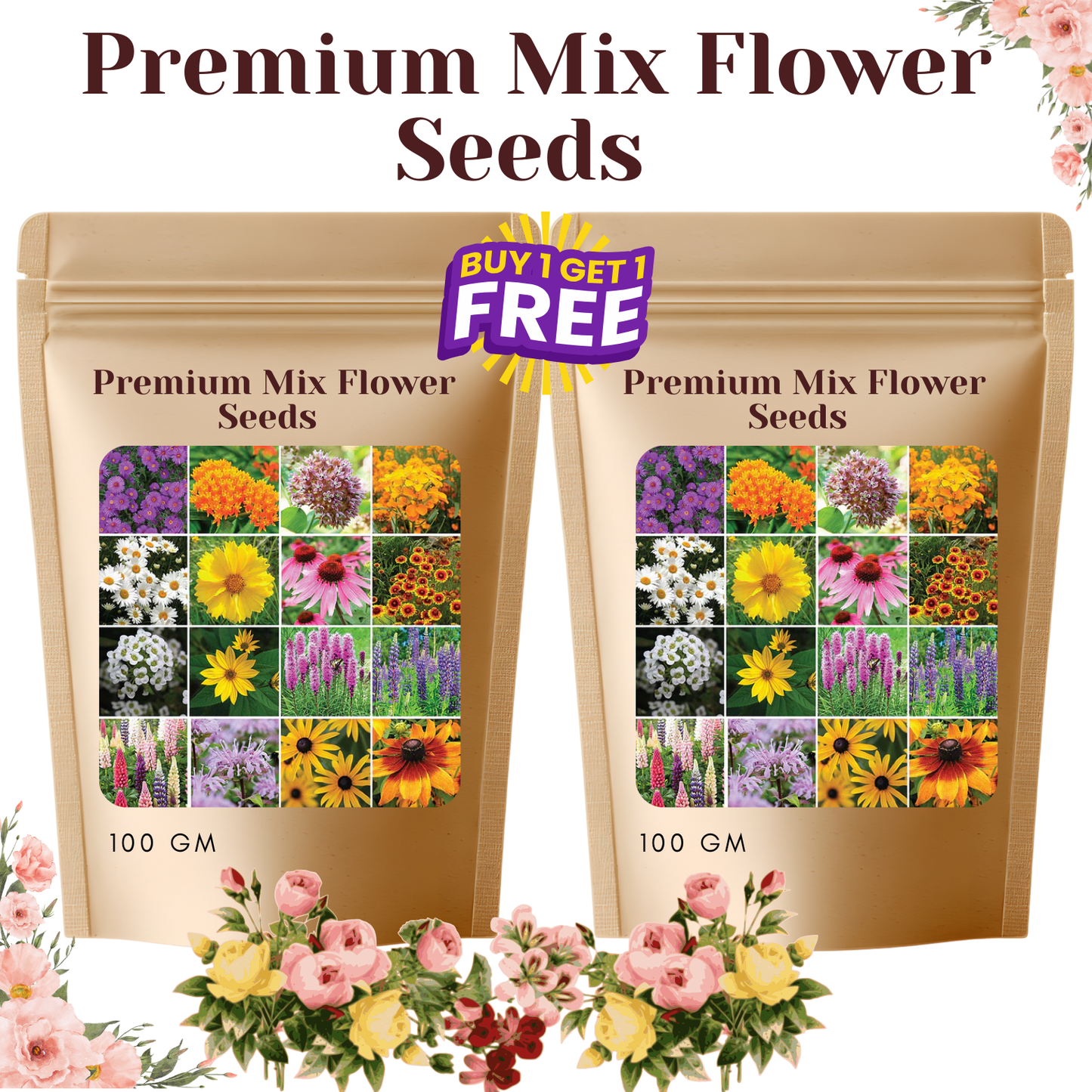 🎉hot sale🎉🌺🌻🌷premium mix flower seeds (pack of 100)🌺🌻🌷|buy 1 get 1 free 💗