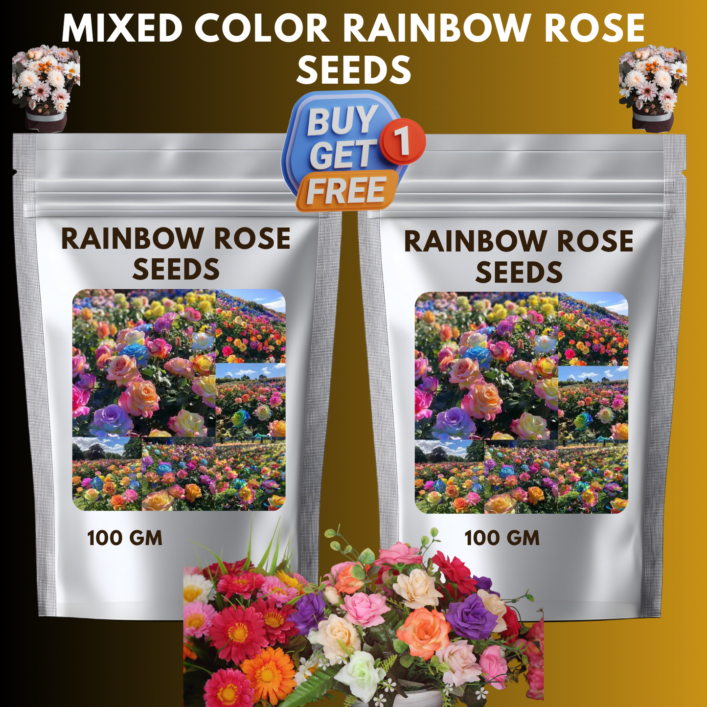 🌸mixed color rainbow rose seeds – 🌿perennial flower seeds / large flowers / easy to grow🌸🔥 buy 1 get 1 free! 🔥